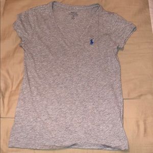 Gray polo V-neck t-shirt